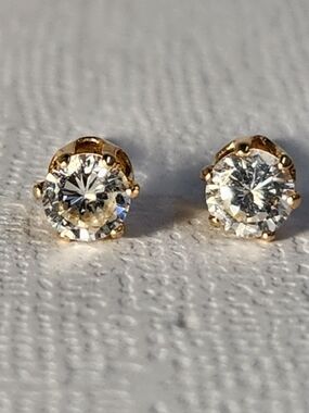 VTG Tested 14K Solid Gold Natural Diamond Stud Earrings 1.00ctw 4.5mm .6g